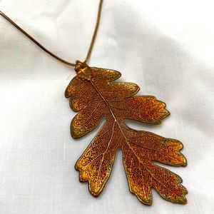 Beautiful Fall Inspired metal coated leaf necklace